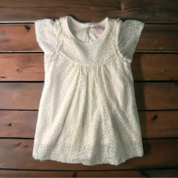 Lace Flutter Sleeve Top cream off-white girls Size 4 - Picture 7 of 7
